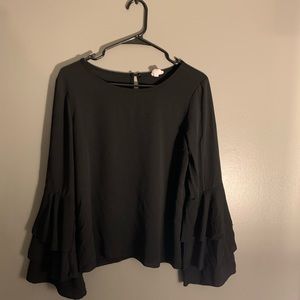 black bell sleeved blouse